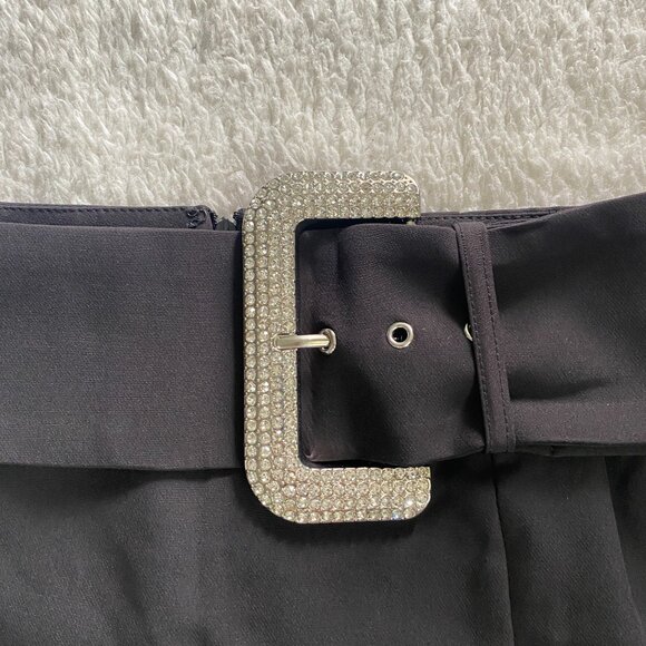 Forever 21 Black Mini Skirt w/ Oversized Rhinestone Buckle – XS – NWT - Picture 6 of 14